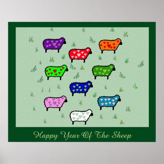 Regenboog van schapen poster (Voorkant)