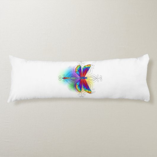 Regenboog veelhoekige libel lichaamskussen (Voorkant)