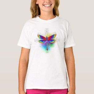 Regenboog veelhoekige libel t-shirt