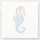 Regenboog veelhoekige zeepaard glazen onderzetter (Achterkant)