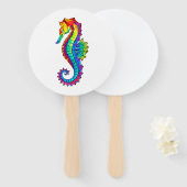 Regenboog veelhoekige zeepaard handwaaier (Voorkant en achterkant)