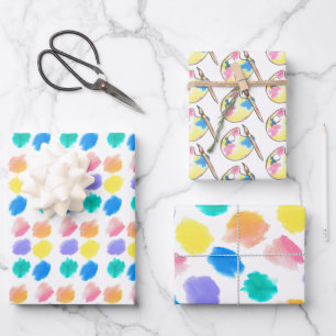 Regenboog Verf en Sip Verjaardagsfeestje Inpakpapier Vel