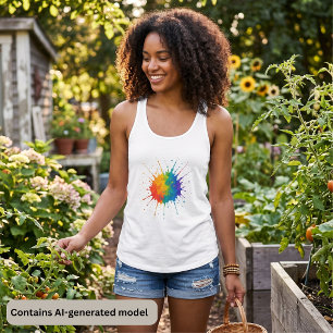 Regenboog Verfspatten Tanktop