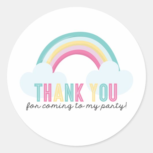 Regenboog verjaardag dank u sticker (Voorkant)