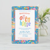 Regenboog Verjaardagsfeest Open Huis Kaart (Staand voorkant)