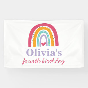 Regenboog verjaardagsfeestje spandoek