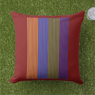 Regenboog Verticale Strepen + Trim Decorative Dk R Buitenkussen
