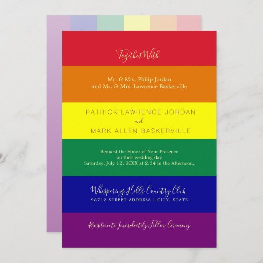 Regenboog Vlag Bruiloft Kaart (Voorkant / Achterkant)