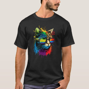 Regenboog Vlag Gay Pride Lgbtq Waterverf Kat 1 T-shirt