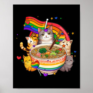 Regenboog Vlag Katten Ramen Anime Gay Pride Maand  Poster