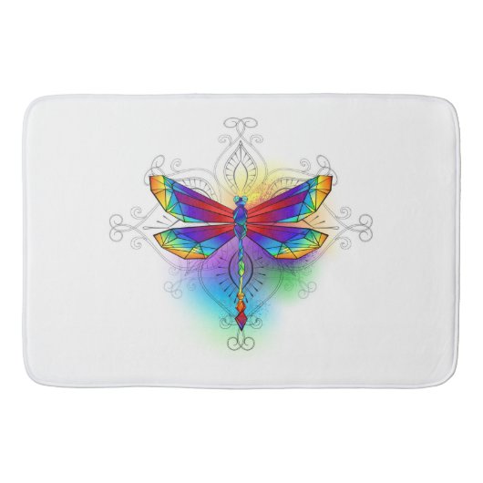 Regenboog Vlakke Libel Badmat (Voorkant)