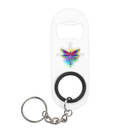 Regenboog Vlakke Libel Mini Flessenopener (Voorkant)