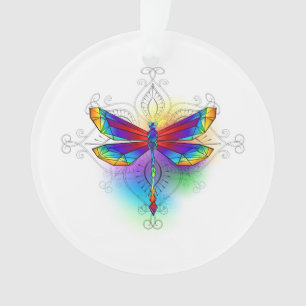 Regenboog Vlakke Libel Ornament