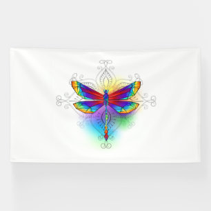 Regenboog Vlakke Libel Spandoek