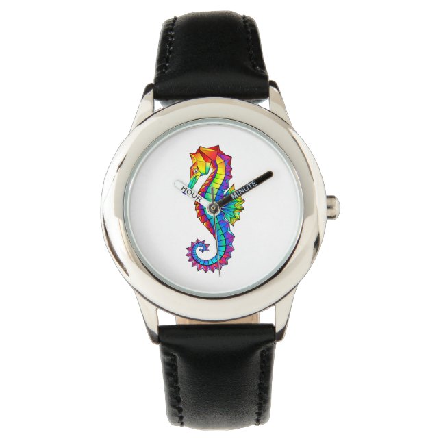 Regenboog Vlakke Zeepaard Horloge (Voorkant)