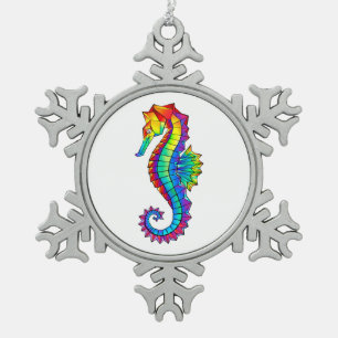 Regenboog Vlakke Zeepaard Tin Sneeuwvlok Ornament