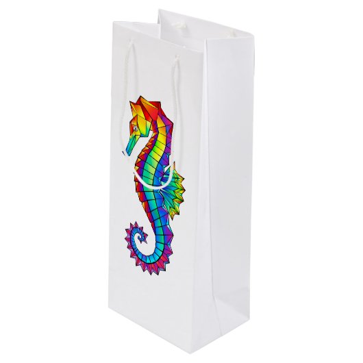 Regenboog Vlakke Zeepaard Wijn Cadeautas (Voorkant Gekanteld)