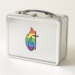 Regenboog Vlam Kruis Vintage Christelijke Vector O