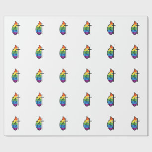 Regenboog Vlam Kruis Vintage Christelijke Vector O Cadeaupapier