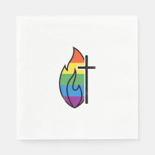 Regenboog Vlam Kruis Vintage Christelijke Vector O Servet