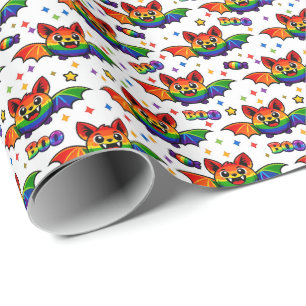 🦇🌈 Regenboog Vleermuis Sterrenexplosie Crew Soks Cadeaupapier