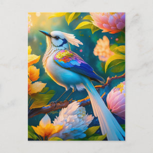 Regenboog Vleugelige Jay Fantasie Vogel Briefkaart