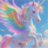 Regenboog Vleugelige Pronkende Eenhoorn Sticker (Voorkant)
