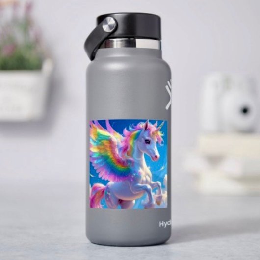 Regenboog Vleugelige Pronkende Eenhoorn Sticker