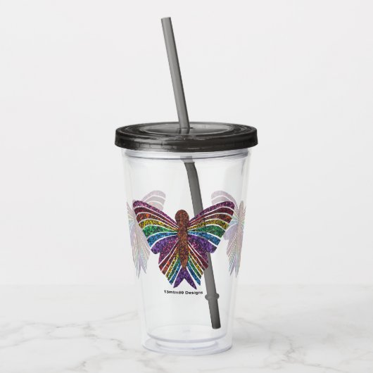Regenboog Vlinder - Acryl Cup (16oz) Drinkbeker (Links)