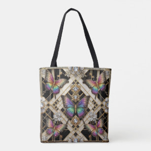 Regenboog Vlinder Diamanten Luxe Tote Tas