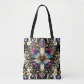Regenboog Vlinder Diamanten Luxe Tote Tas (Voorkant)