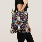 Regenboog Vlinder Diamanten Luxe Tote Tas (Dichtbij)
