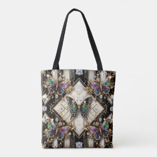 Regenboog Vlinder Diamanten Luxe Tote Tas