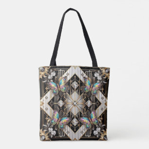 Regenboog Vlinder Diamanten Luxe Tote Tas