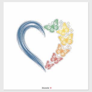 Regenboog Vlinder Hart Vintage Gravure Ontwerp_1 Sticker
