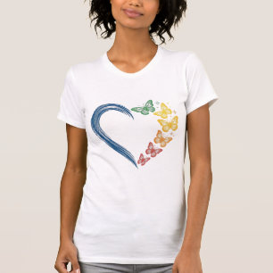 Regenboog Vlinder Hart Vintage Gravure Ontwerp_1 T-shirt