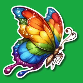 Regenboog Vlinder in Vlucht Waterdicht Sticker