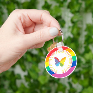 Regenboog Vlinder LGBTQ+ Pride Knop Sleutelhanger