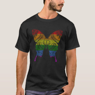 Regenboog Vlinder Mandala Lotus Bloem Yoga Medita T-shirt
