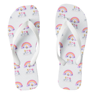 Regenboog Vlinder Wolk Bloemen Teenslippers