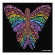 Regenboog Vlinder (zwart) - Foto Print