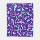 Regenboog vlinders aangepaste naam blauw roze paar fleece deken (Voorkant)