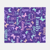 Regenboog vlinders aangepaste naam blauw roze paar fleece deken (Voorkant (Horizontaal))