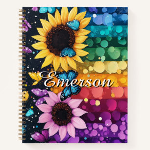 Regenboog Vlinders en Zonnebloemen Grafiek Notitie Notitieboek