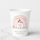 Regenboog Vlinders Verjaardagsfeestje Pastel Pinks Papieren Bekers (Achterkant)