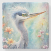 Regenboog Vogels Blauwe Heron 1 Stenen Onderzetter (Voorkant)