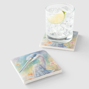 Regenboog Vogels Blauwe Heron 2 Stenen Onderzetter