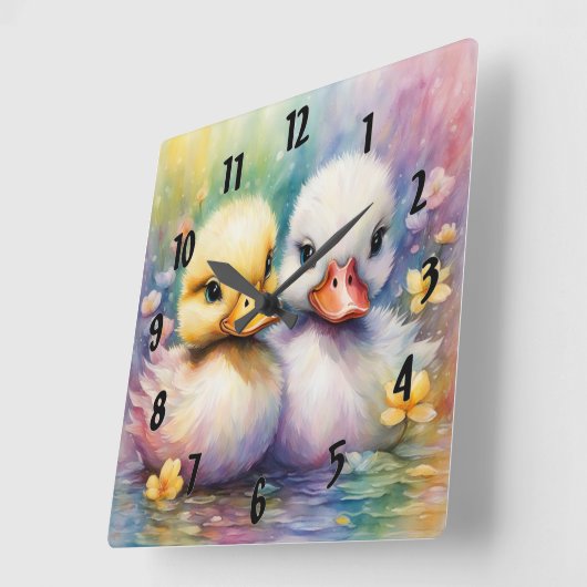 Regenboog Vogels Eend 2 Vierkante Klok (Hoek)
