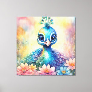 Regenboog Vogels Peacock 1 Canvas Afdruk