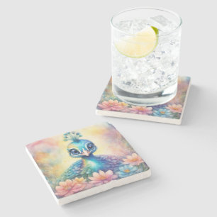 Regenboog Vogels Peacock 1 Stenen Onderzetter